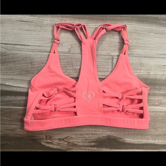 Bombshell Sportswear Other - Bombshell sportswear tickle my back braid coral peach Sports Bra medium m